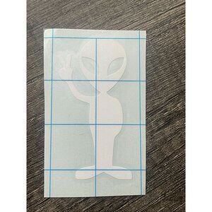 Alien Sticker Vinyl Decal - UFO Space Peace Sci Fi Funny Car Window Bumper Decor